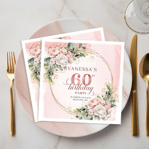 Reizvolle Boho-Rosa-Blumen-Geburtstagsserviette zu Serviette