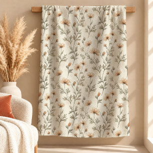 Reizvolle Boho-Rost-Sage-Wildblumen-Decke Sherpadecke