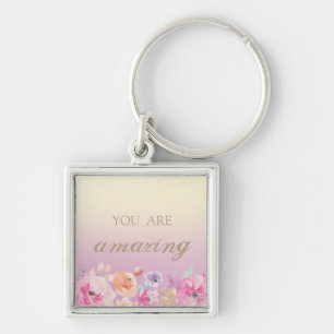 Reizvolle bunte Wasserblumen Schlüsselanhänger
