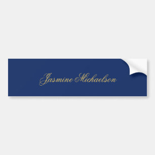Reizvolle elegante Kalligrafie Name Blau & Gold Autoaufkleber