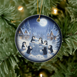 Reizvolle festliche Weihnachtsszene Keramik Ornament