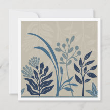 Reizvolle Folk Botanical Blue Garten Kunstkarte