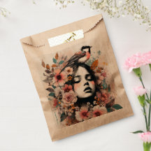 Reizvolle Frau und Vogelillustration mit Blumenwer