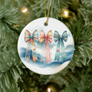 Reizvolle gemusterte Schleifen mit Schweif Keramik Ornament