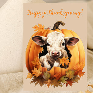 Reizvolle glückliche Thanksgiving-Kalb-Aquarellkar