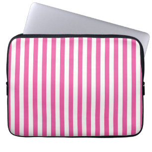 Reizvolle heiße rosa und weiße vertikale Streifen Laptopschutzhülle