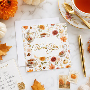 Reizvolle Herbst-Teeservice-Dankeschön-Party-Karte Dankeskarte