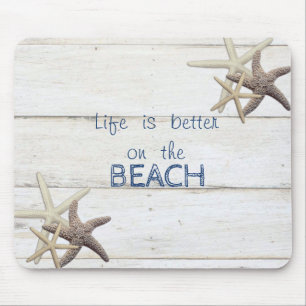 Reizvolle Holzmaserung, Seestern, Strand Mousepad