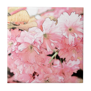 Reizvolle künstlerische Skizze rosa Kirschblüten Fliese