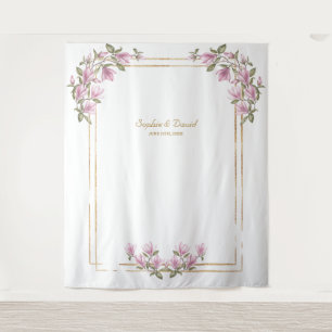 Reizvolle Magnolie Blüten Foto Booth Hochzeit Wandteppich