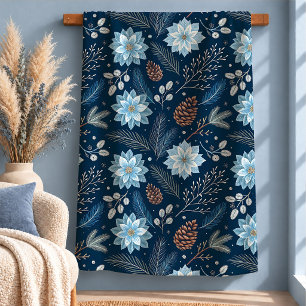 Reizvolle marine Winter-Blumen-Tannenzapfen-Decke Sherpadecke