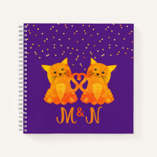Reizvolle orange Kitten spielerische Initialen Mon Notizbuch