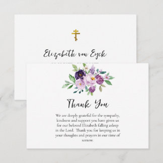 Reizvolle rosa lila Wasserfarben Blumen Beerdigung Dankeskarte
