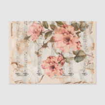 Reizvolle rosa Rosen im Vintage-Stil auf Notenblat