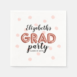Reizvolle Roségold-Ballon-Buchstaben-Abschlussfeie Serviette