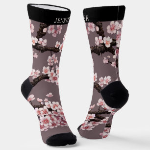 Reizvolle Sakura-Kunst und individueller Name Socken