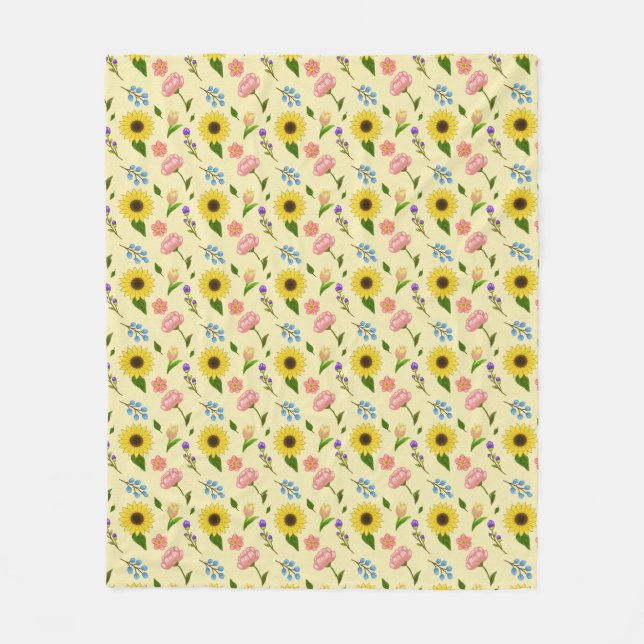 Reizvolle Sommerwiese Blumenmusterdecke Fleecedecke (Vorderseite)