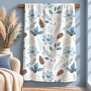 Reizvolle staubblaue Winterblumen-Decke Sherpadecke