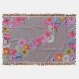 Reizvolle Vintage-Blumen auf Grau  Decke