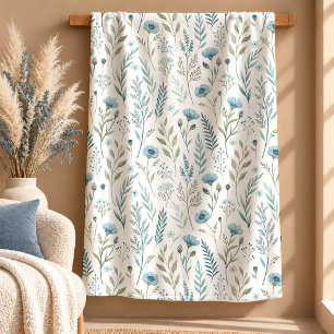 Reizvolle Wildblumen-Decke Dusty Blue Sage Deko Sherpadecke