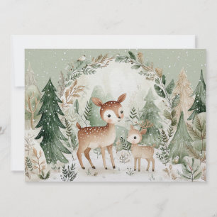 Reizvolle Winterlandschaft mit Hirschen Frohe Weih Feiertagskarte