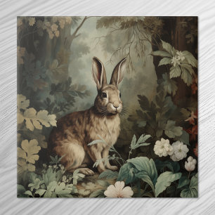 Reizvoller antiker Hase im üppigen Wald Fliese