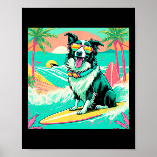 Reizvoller Border Collie Surft Grafik Strand Vibes Poster
