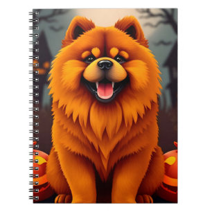 Reizvoller Chow-Chow-Hund feiert Halloween Notizblock