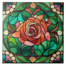 Reizvoller Glasmalerei-Stil Florale Rose