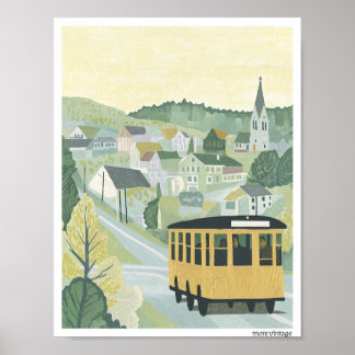 REIZVOLLER KUNSTDruck STILISIERT LÄNDLICHE GEGEND Poster