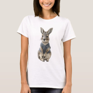 Reizvoller Patagonischer Mara in blauer gestrickte T-Shirt