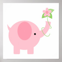 Reizvoller rosa Elefant mit Blumen