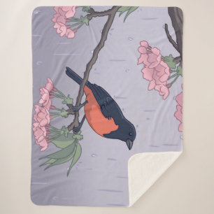 Reizvoller schwarzer und roter Vogel auf einem Kir Sherpadecke