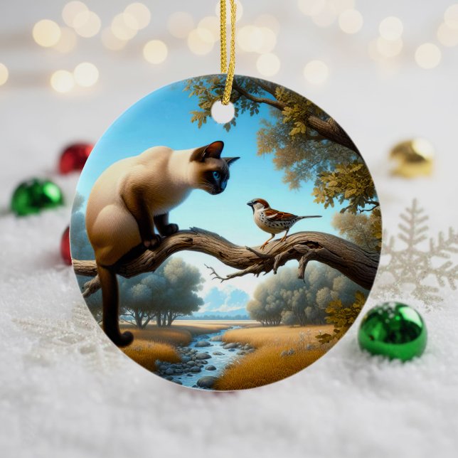 Reizvoller siamesischer Katzenanhänger Keramik Ornament (Von Creator hochgeladen)