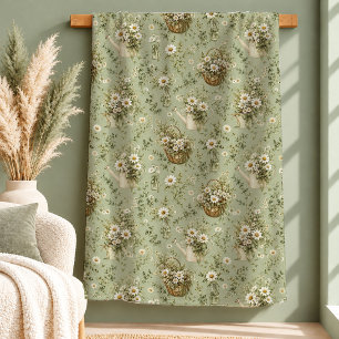 Reizvoller Vintage-Pastellgrün-Daisy-Deckenentwurf Sherpadecke