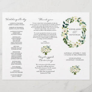Reizvoller weißer Blumenkranz Tri+Fold Hochzeitspr Flyer