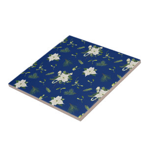 Reizvolles Blumenmuster auf Navy Fliese
