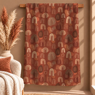 Reizvolles braunes Kupfer Boho Regenbogen Kissen Fleecedecke