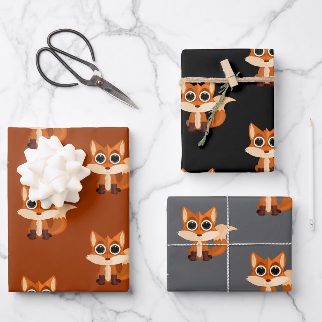 Reizvolles Cartoon-Fuchs-Geschenk Geschenkpapier Set (Vorderseite)