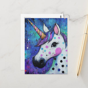 Reizvolles Einhorn mit Punkten Postkarte