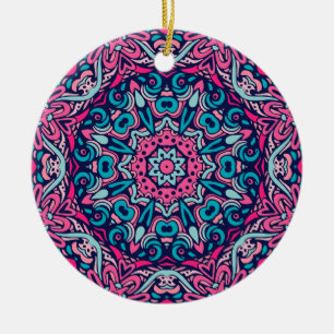 Reizvolles farbenfrohes Mandala-Nahtlosmuster Ker Keramik Ornament