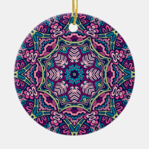 Reizvolles farbenfrohes Mandala-Nahtlosmuster Kera Keramik Ornament
