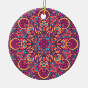 Reizvolles farbenfrohes Mandala-Nahtlosmuster Keramik Ornament