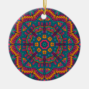 Reizvolles farbenfrohes Mandala-Nahtlosmuster  Keramik Ornament