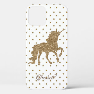 Reizvolles goldenes Glitter-Einhorn, Punkte Case-Mate iPhone Hülle