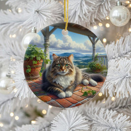 Reizvolles Haustier-Mittelhaar-Katzen-Andenken Keramik Ornament