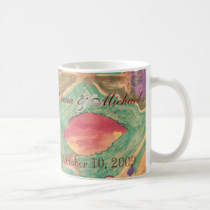 Reizvolles Hochzeitsandenken mit Blättern Tasse