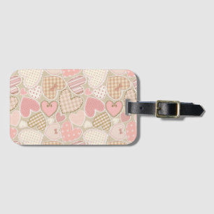 Reizvolles Patchwork-Quilt-Muster Rosa Herzen Schl Gepäckanhänger
