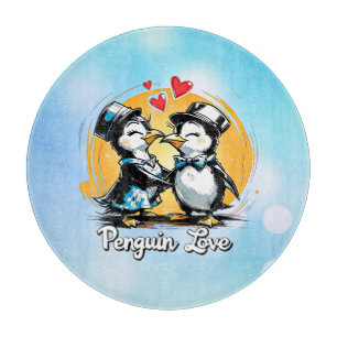 Reizvolles Pinguin-Paar Schneidebrett