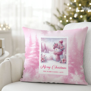 Reizvolles Pinkmas-Winterwald-Kinder-Feiertagskiss Kissen